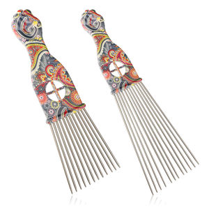 Peigne à cheveux <span class=keywords><strong>Afro</strong></span> en métal, en acier inoxydable, pour Salon de coiffure, Style professionnel - Product Image 5