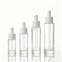 Ensemble d'emballages de luxe pour soins de la peau – Flacons compte-gouttes cylindriques fins en verre de 15 ml, 20 ml, 30 ml, 40 ml, 50 ml avec base lourde pour sérum, livrés avec boîte