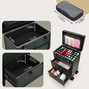Rolling <b>Makeup</b> <b>Case</b> Storage Drawer Small Bag Travel Cosmetic Train <b>Case</b> with wheels Salon Barber Suitcase Beauty Cart Trunk - Product Image 5