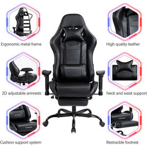 <span class=keywords><strong>Silla</strong></span> Gamer Reclinable Ajustable de Cuero Negro, Estilo Racing, para Oficina, Personalizable, con Reposapiés, OEM 2D - Product Image 2