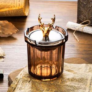 Cendrier entonnoir personnalisé en verre cristal avec couvercle Cigarettes à cigares support octogonal bureau maison bureau cendrier de table pour cadeaux - Product Image 5