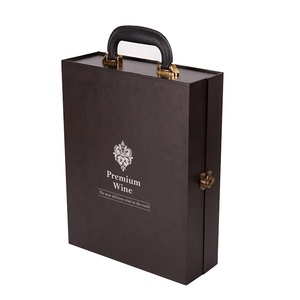 papel rígido de cartón con embalaje de caso de bloqueo de Metal de maleta de viaje de <span class=keywords><strong>vino</strong></span> caja de regalo con la manija - Product Image 2