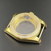 Boîtier de montre en acier inoxydable de 39 mm avec loupe, lunette sertie de diamants, fond transparent en saphir, chronographe, compatible avec les mouvements NH35/36
