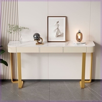 Table console minimaliste italienne avec dessus en pierre frittée pour décoration murale de hall d'entrée de foyer de luxe