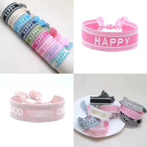 Nuevas Pulseras de Amistad Personalizadas con Letras Hechas a Mano, Borlas Trenzadas, Textos 3D Ajustables y Bordados en Tela - Product Image 5