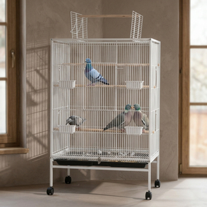 Grande cage à oiseaux <span class=keywords><strong>en</strong></span> métal avec support roulant, cage à perroquets d'intérieur/extérieur avec perchoirs, mangeoires, plateau amovible, <span class=keywords><strong>volière</strong></span> robuste pour animaux <span class=keywords><strong>de</strong></span> compagnie - Product Image 6