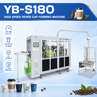 Machine de formage de gobelets en papier jetables à grande vitesse YB-S180, spécifications 2-16 oz, machine automatique de fabrication de gobelets en papier pour café
