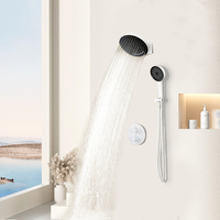 Ensemble de robinets de douche à affichage numérique à LED Or brossé Système de douche thermostatique à effet pluie Ensemble de système de pommeau de douche salle de bain