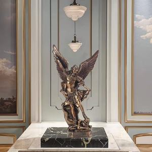 Résine Artisanat Bronze Saint Michel Figurine Religieux Cadeau Personnalisé Ange Sculpture Décoration - Product Image 6