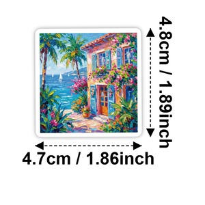 สติกเกอร์ไวนิลลายภาพวาดสีน้ำมันแนวนอน 56 แบบใหม่ ป้องกันรังสียูวี สติกเกอร์ตกแต่งฉากท่องเที่ยวสุดสร้างสรรค์ - Product Image 5