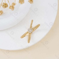 Gemnel produits les plus vendus dans alibaba mode 925 bijoux en argent or perlé diamant X bague pour les femmes