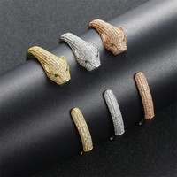 Bracelet en laiton couleur or rose et zircon bling, style hip hop léopard pour femmes et hommes
