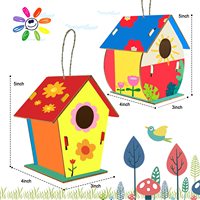 Kit de nichoir à oiseaux en bois massif moderne à faire soi-même pour enfants - Bricolage et peinture pour filles et garçons