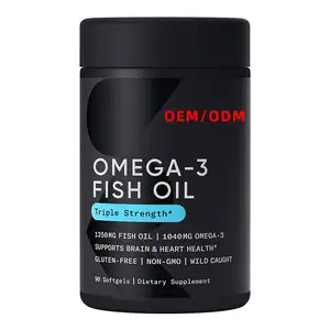 Triple fuerza Omega 3 Aceite de pescado Burpless Suplemento de aceite de pescado EPA DHA Ácidos grasos para el corazón Cerebro Inmune