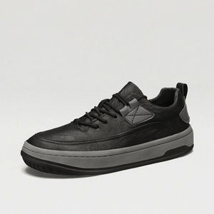 Zapatillas de cuero casuales para hombre, con cordones, vulcanizadas, para caminar, ligeras, con suela de goma, para primavera - Product Image 3