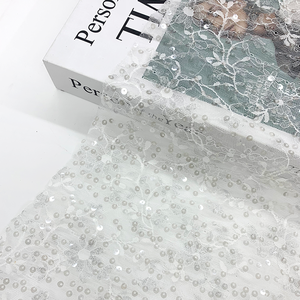 Encaje Floral de Nailon con Lentejuelas y Hilo Plateado, Malla Suiza Elegante, para Vestidos de Novia y <span class=keywords><strong>Ropa</strong></span> <span class=keywords><strong>Interior</strong></span>, Venta al Por Mayor - Product Image 2