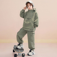 Ensemble de survêtement 2 pièces pour garçons, veste à capuche et pantalon cargo, tenue de sport décontractée pour garçons
