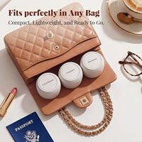 Trimcoo Nouveaux contenants de voyage pour articles de toilette [Ultra étanches] Approuvés par la TSA, pots à coque rigide en PLA avec 5 étiquettes magnétiques - Beige