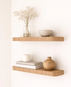 Custom Wood Rounded Fluted Floating Shelf House Wall Decor Wooden Bookshelf Mid <b>Shelving</b> Toy <b>Storage</b> Furniture - Product Image 4