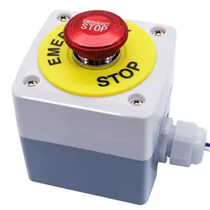 Pulsador de plástico para parada de emergencia, pulsador de botón de tamaño de cabeza de seta roja, NO NC, normalmente abierto, 22mm