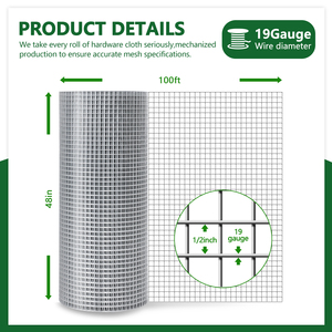 Rete Metallica Saldata Zincata a Caldo 19 Gauge 1/2 X 48 Pollici X 100 Piedi, Rotolo di Rete Metallica per Recinzioni - Product Image 3