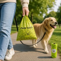 Bolsas para excremento de perro de poliéster biodegradable ecológicas y engrosadas, diseño simple, fuerte control de olores, rollos fáciles de rasgar para uso en exteriores