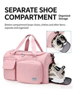 Bolsa de Viaje Acolchada Impermeable, Bolsa de Gimnasio de Gran Capacidad, Bolsa de Mano para Pasar la Noche con Separación para Ropa Seca y Mojada, Bolsa de Hombro Portátil - Product Image 6