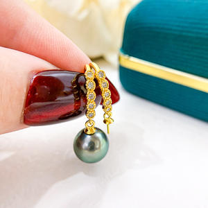 ต่างหูเงินแท้ WENCHI S925 อุปกรณ์ DIY สำหรับทำต่างหู พร้อมฐานเปล่าสำหรับเม็ดลูกปัดขนาด 8-10 มม. ประดับเพชรซิคอนเรียบง่าย สำหรับทำเครื่องประดับ-รุ่น 11177 จีน - Product Image 1