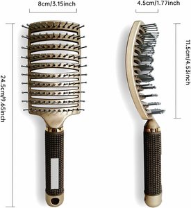 Brosse à cheveux courbée en gros pour usine, brosse démêlante en nylon à poils bouclés pour cheveux humides et secs, peigne de massage - Product Image 4
