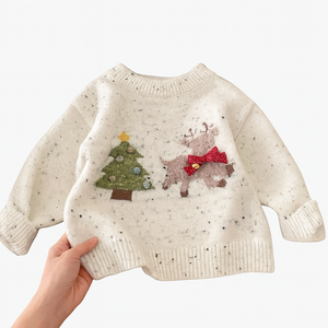 2025 NEW Eco-Friendly 100% Cotton <strong>Christmas</strong> Reindeer Tree Pattern Winter Knit Pullover ODM OEM <strong>Boys</strong> Sweater Warm <strong>Jumper</strong> <strong>Boy</strong> - Product Image 1