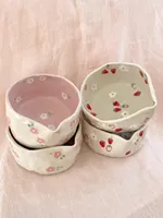 Ensemble de matcha en céramique nordique tasse à matcha florale personnalisée faite à la main avec logo
