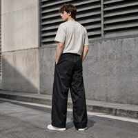 Pantalon Homme Marque Privée Léger en Nylon Coupe Large avec Cordon de Serrage Imprimé Sérigraphié Poches Latérales Style Décontracté Streetwear
