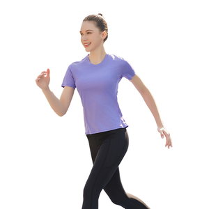 <span class=keywords><strong>T</strong></span>-<span class=keywords><strong>shirt</strong></span> respirant en polyester pour <span class=keywords><strong>femme</strong></span> à séchage rapide de qualité fine col rond pour voyage <span class=keywords><strong>randonnée</strong></span> Yoga haut de yoga personnalisé - Product Image 5