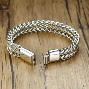 Stainless Steel Double Layer Chain <b>Mens</b> Bracelets <b>Bangles</b> Fashion Braided Bracelet <b>Bangle</b> <b>Men</b> Hip Hop Party Rock Jewelry - Product Image 3