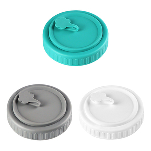 70mm thường xuyên Miệng nhựa Rơm có nắp đậy Mason Jar uống có nắp đậy với Silicone cắm - Product Image 2