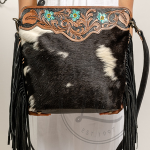 LW Women's Vintage Style Genuine Leather Cross Body <b>Bag</b> with Turquoise Stone Single Handle Portable Fringe Tassel Hot Selling - Product Image 1