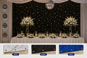 Telón de Fondo LED RGB con Cortina de Estrellas, Luz Blanca Cálida y Azul, Tela Negra con Efecto de Luz de Estrellas para Cabina de Fotos, Escenario, DJ, Control Remoto DMX - Product Image 3