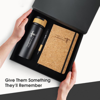 Nouveaux produits 2025 – Coffret cadeau promotionnel d'entreprise personnalisé avec logo : stylo en bois écologique, bouteille et carnet de notes