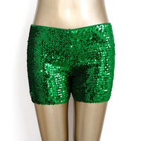 Shorts de danse sexy et chics à taille basse avec sequins métalliques pour femme, taille élastique amincissante, style streetwear