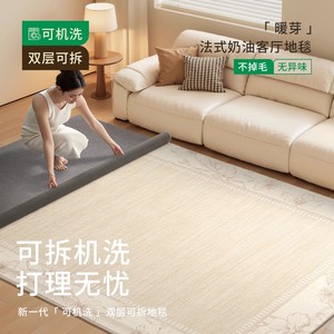 Lizhen Machine Washable Carpet Rectangle Modern French Cream Living Room <b>Sofa</b> <b>Floor</b> Mat Double Layer Removable Waterproof - Product Image 1