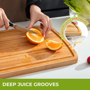 Planche à découper en bambou pré-encollée, planche à découper de boucher, planche à découper avec rainure pour le jus pour la viande, le fromage, les fruits, les légumes - Product Image 6