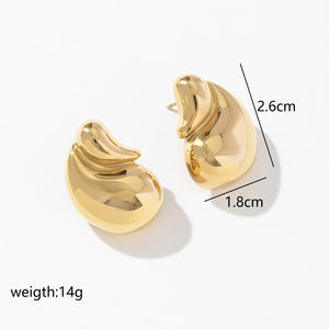 เครื่องประดับแปลกใหม่ไม่เหมือนใครสำหรับ2025ต่างหูห่วง14K ทรงหยดน้ำทำจากสเตนเลสสตีลสุดพิเศษ - Product Image 2