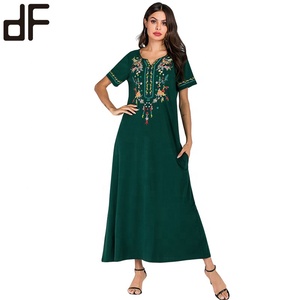 <strong>New</strong> <strong>Abaya</strong> Designs 2023 Fashion Luxury <strong>Abaya</strong> Embroidery Kaftan V Neck Cotton Green Ladies Muslim <strong>New</strong> Long Party Evening Dresses - Product Image 6