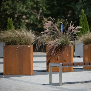 Fioriera rettangolare in acciaio Corten Premium | <span class=keywords><strong>Giardino</strong></span> esterno <span class=keywords><strong>albero</strong></span> e fiore arredo | Rustico moderno Patio cortile fioriera - Product Image 1