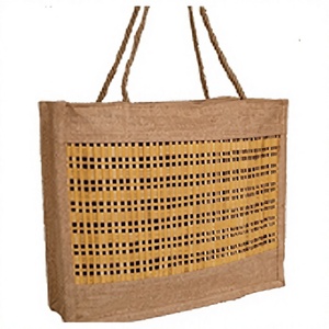 Sac en jute écologique avec poignée en bambou, sac de courses réutilisable en jute, sac de courses en fibres naturelles - Product Image 1