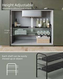 Étagère extensible pour rangement de chaussures en métal, simple, à 2 niveaux, pour cuisine et salle de bain - Product Image 2