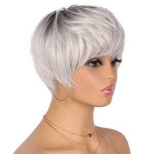 Anxin วิกผมหยิกสั้นทรงหยิกสำหรับผู้หญิงผิวดำวิกผมสังเคราะห์สไตล์ฟรี - Product Image 3