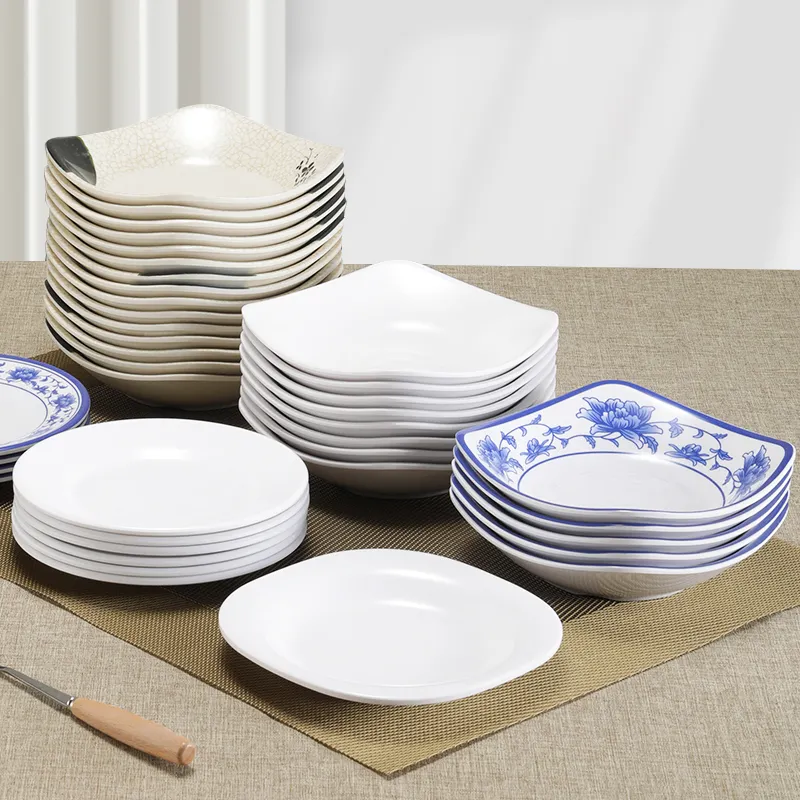Unbreakable Restaurant Square Plastic Dish Customized Melamine Plates