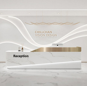 High Gloss Front Desk Custom Round Arc Shape Modern Service Counter for Corporate Lobby Salon Fashion Retail Store - Product Image 6