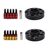Kit d'entretoises de roue en aluminium forgé 6061 T6 noir, centrées sur le moyeu, 4 pièces, 15mm 20mm 5x100 5x112 57.1mm + 20 boulons allongés et écrous de roue